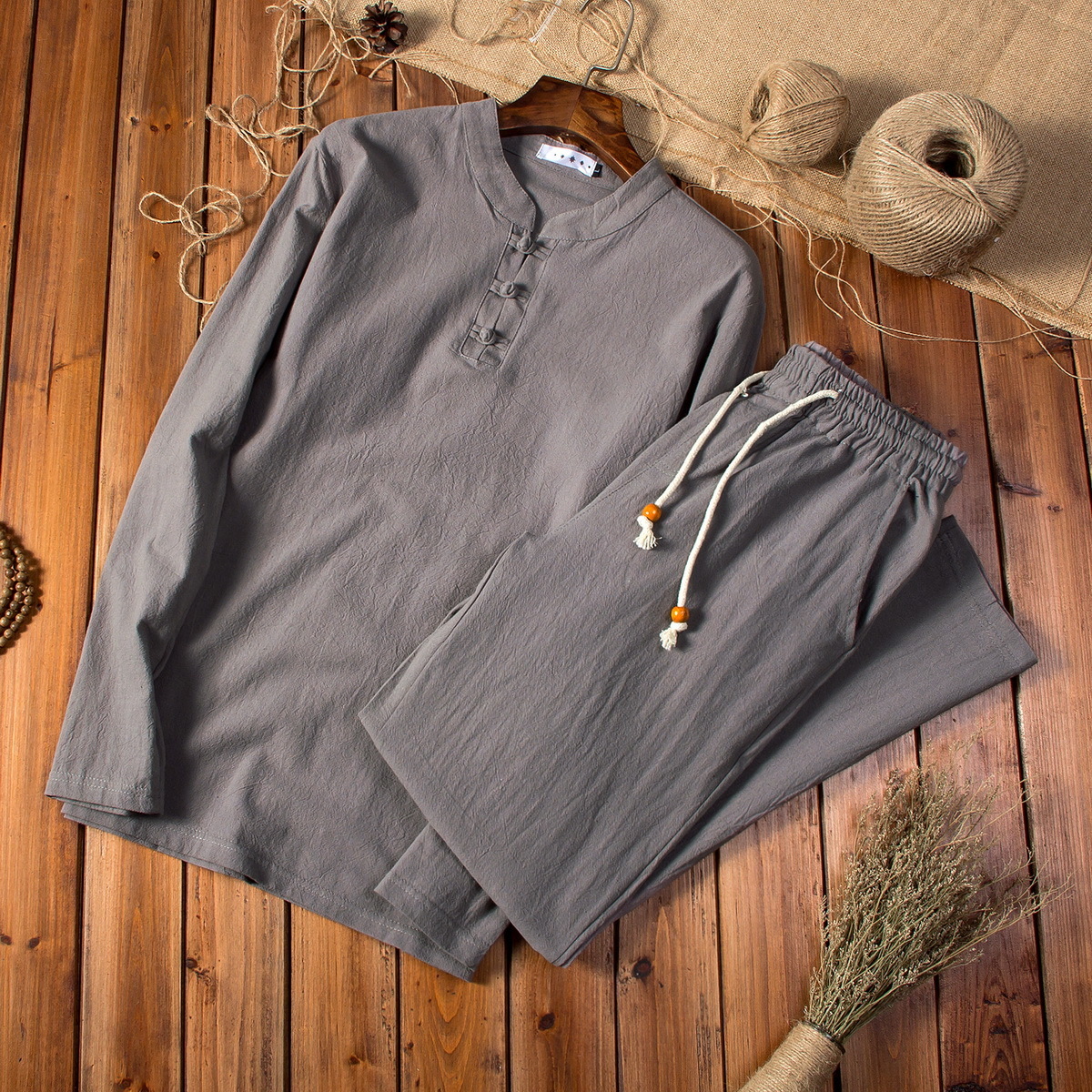 Men's Tracksuits Shirt trousers spring Chinese Style men shirt Cotton and linen shirts men's casual shirts A set of clothes size M-5XL 23030