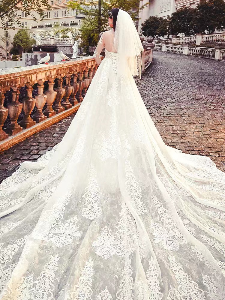 Beach Lace Mermaid Wedding Dresses With Detachable Train Appliqued Sweep Train Plus Size Wedding Dress Long Sleeves Bridal Gowns vestido de novia