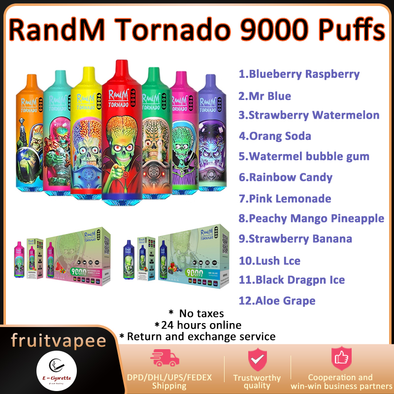 Original RandM Tornado 9000 Puffs Disposable E-cigarettes Features 18ml Vape 0/2/3/5% Rechargeable 850mAh Integrated Battery Associated 43 Flavors Available
Original RandM Tornado 9000 Puffs Disposable E-cigarettes Features 18ml Vape 0/2/3/5% Rechargeable 850mAh Integrated Battery Associated 43 Flavors Available