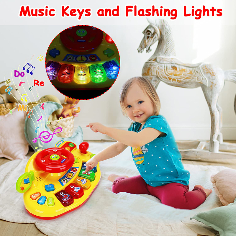 Toy Walkie Talkies Steering Wheel with Traffic Light Sound Simulation Driving Car Copilot For Toddler Preschool Interactive Kids Electric s 230307