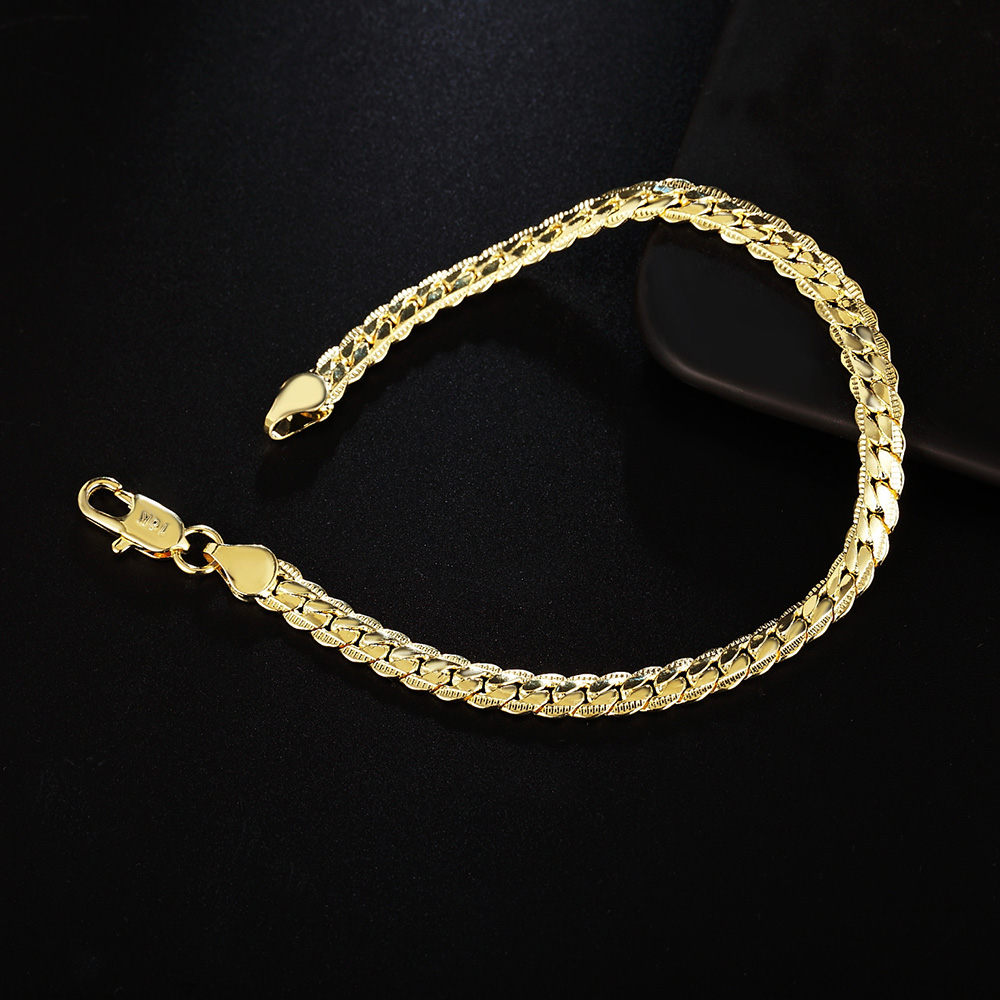 sterling gold 6MM chain bracelets neckalce for women men fashion Party wedding jewelry sets gifts