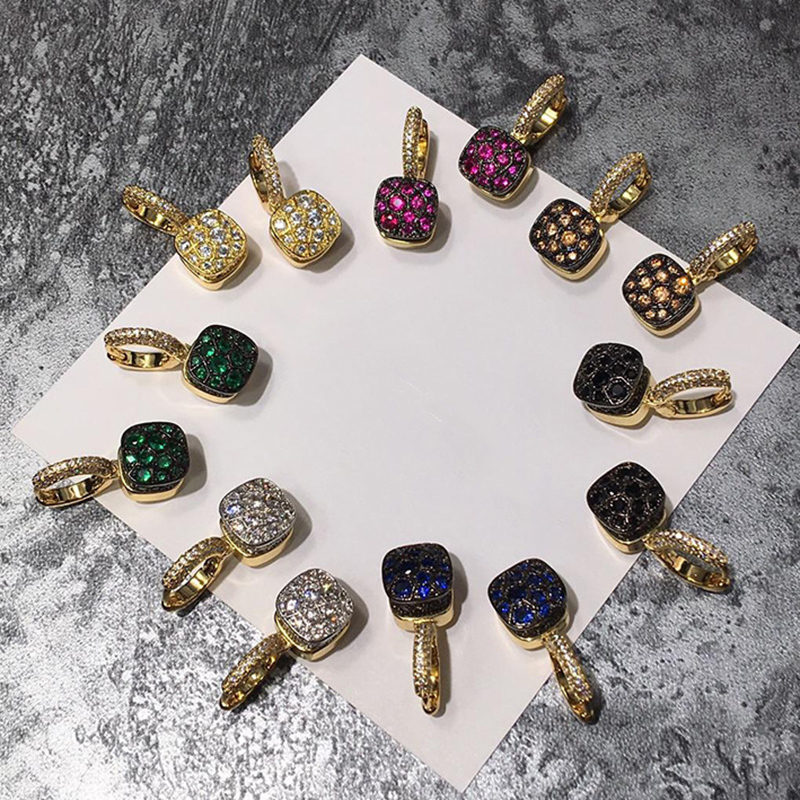 Ear Cuff High Quality Honeycomb Style Earring Green Black Blue Crystal Color Drop Earrings For Women Fashion Jewelry DE009 230306