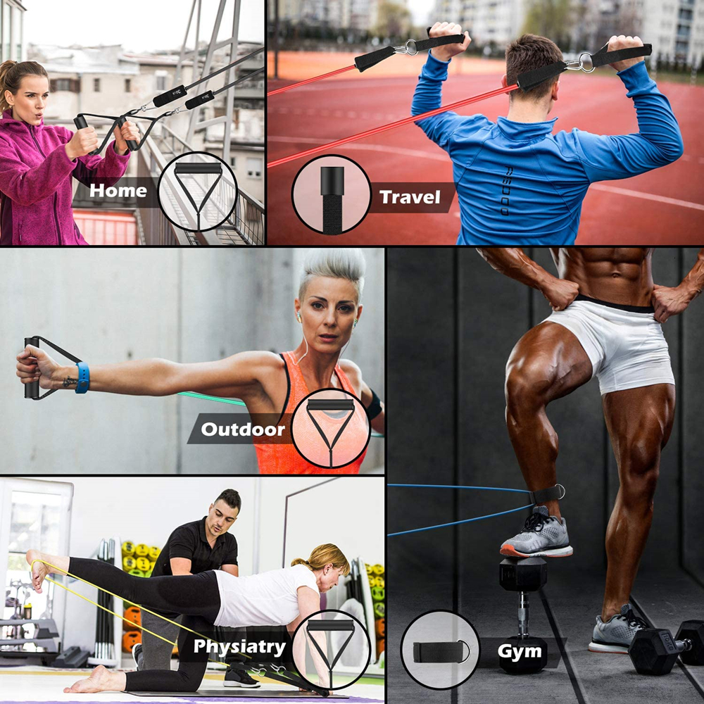 Resistance Bands Set Exercise with Door Anchor Legs Ankle Straps for Training Physical Therapy Home Workouts 230307