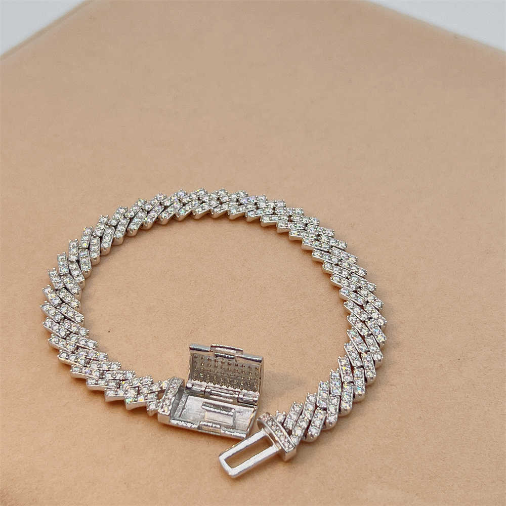 Ready to Ship Hip Hop Bling Jewelry 8mm Vvs Moissanite Iced Out Cuban Link Bracelet Chain