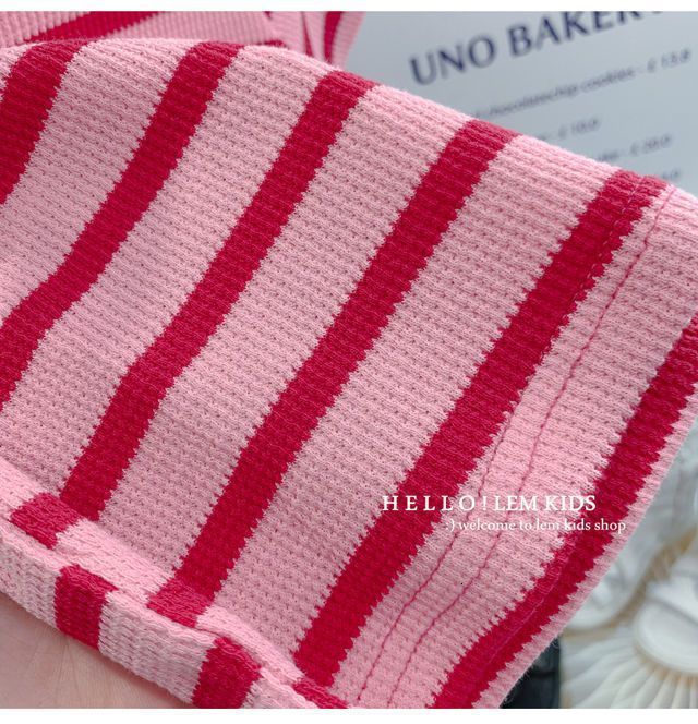 Clothing Sets Girls Suit Summer Baby Striped T shirt Wide Leg Straight Pants 2pcs Girl Short sleeved Outfits Children 230307