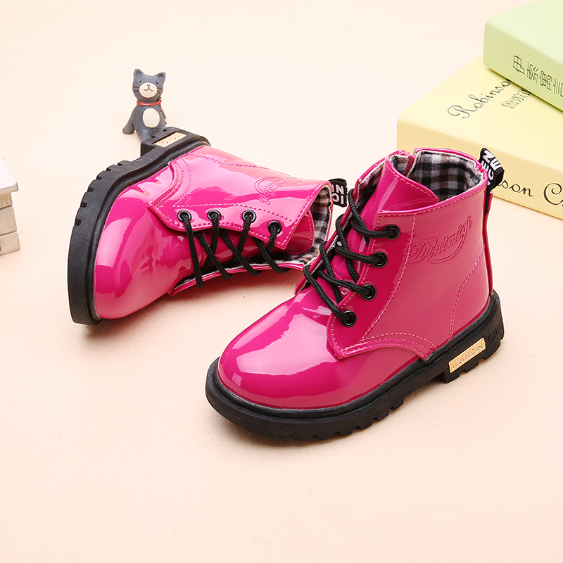 new winter martin boots for kids waterproof pu leather rubber soles fashionable sneakers for boys and girls