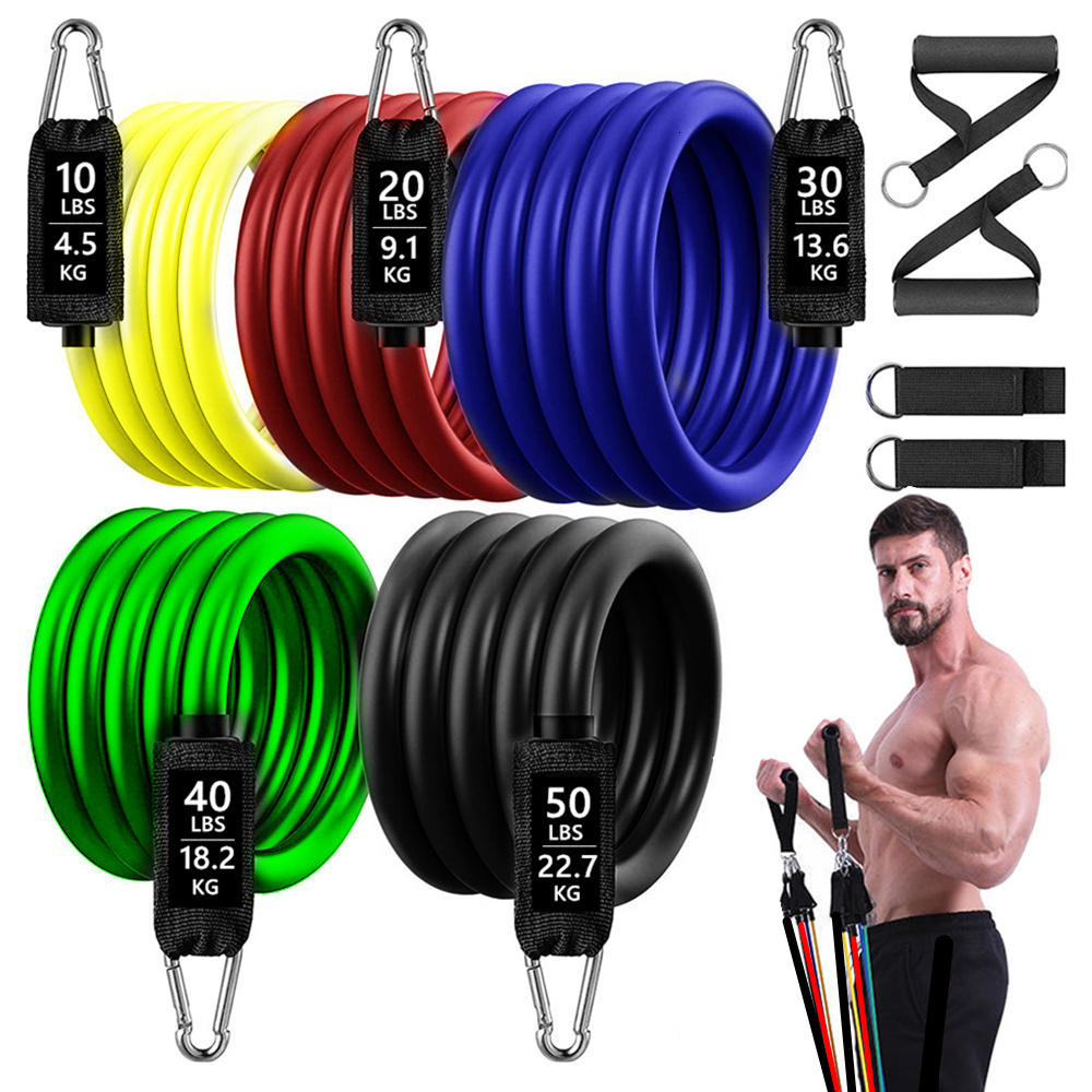 Resistance Bands Set Exercise with Door Anchor Legs Ankle Straps for Training Physical Therapy Home Workouts 230307