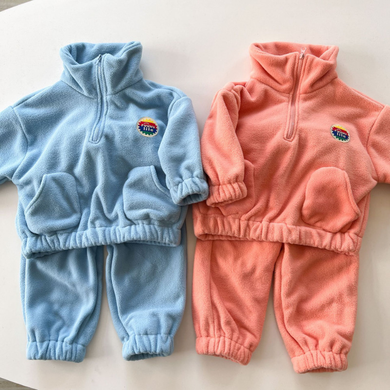 Clothing Sets Kids Thick Fleece Outfits Autumn Winter Boys and Girls Turtleneck sweatshirts sweatpants 2Pcs Children warm suit 230307