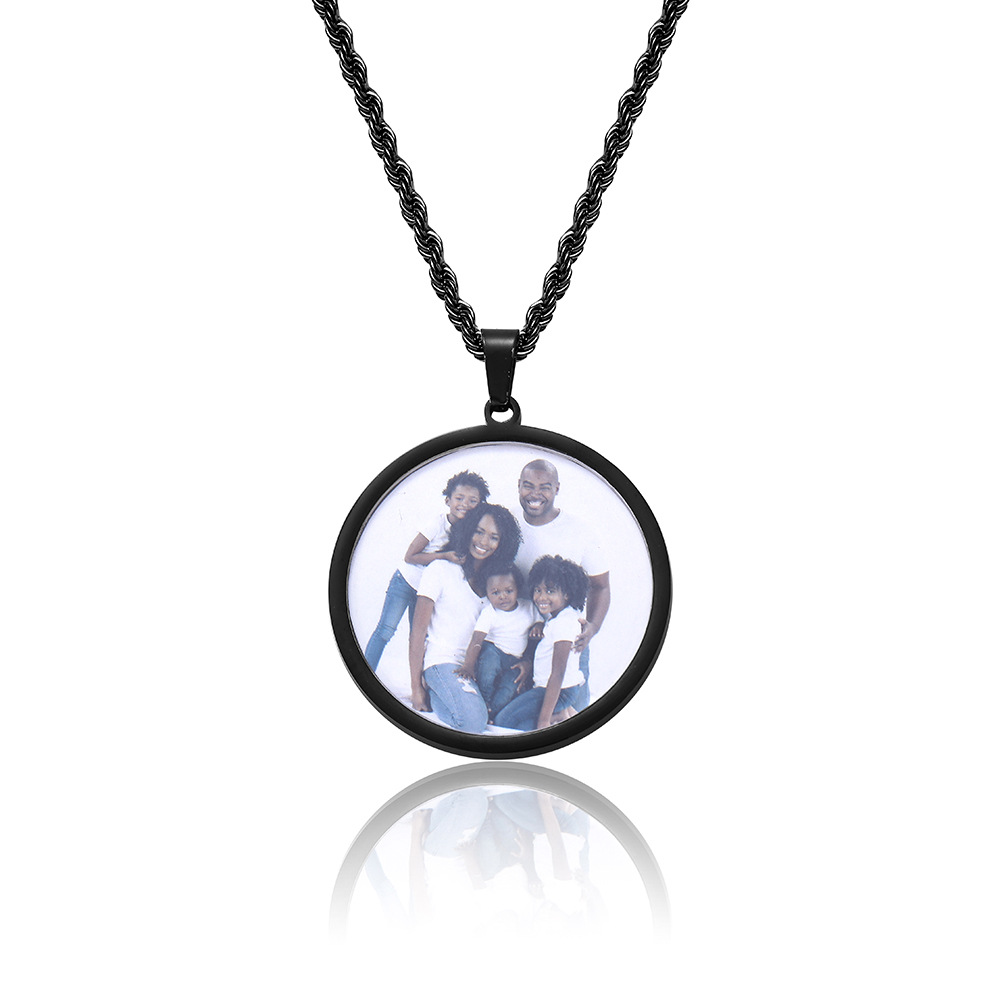 Custom Round Charm Memorial Photo Pendant Necklace Stainless Steel No Fade Jewelry Gifts