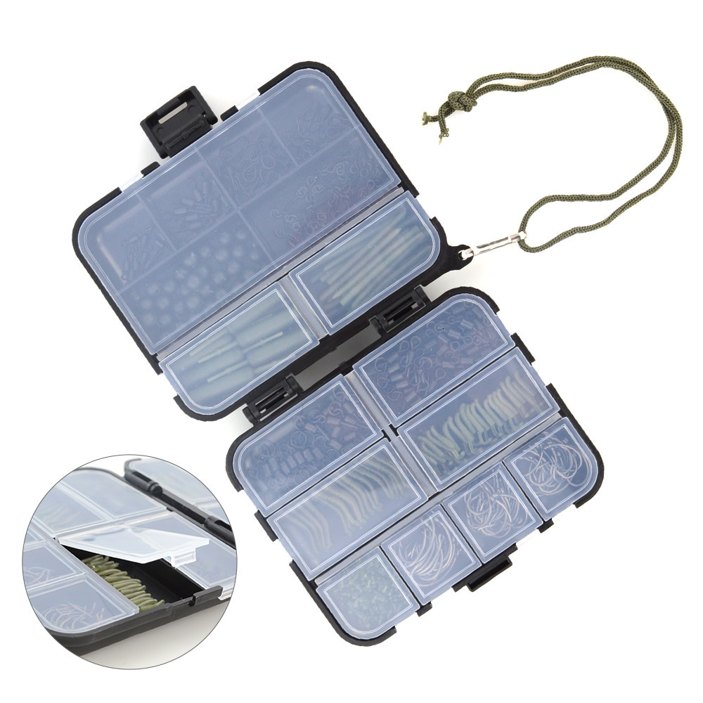 Fishing Accessories 420x Carp Tackle Kit in Box Swivels Snaps Rubber Anti Tangle Sleeves Hook Stop Beads XP800 230307