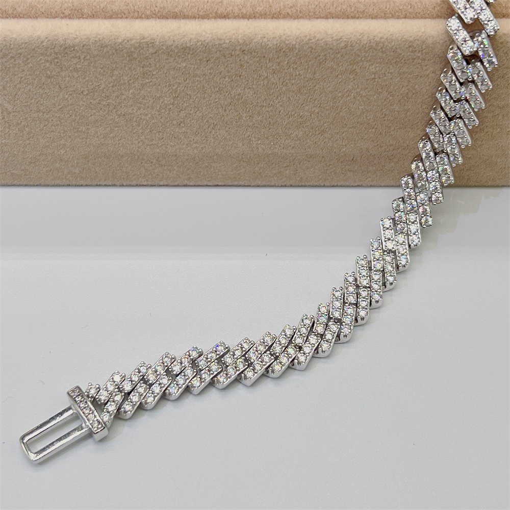 Ready to Ship Hip Hop Bling Jewelry 8mm Vvs Moissanite Iced Out Cuban Link Bracelet Chain