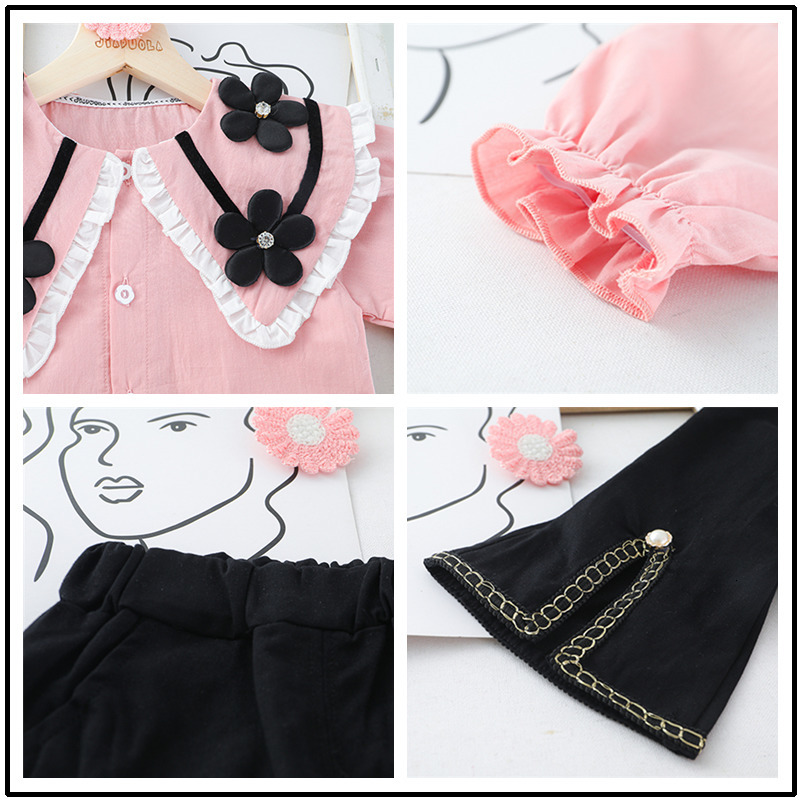 Clothing Sets Baby Girls Autumn Kids Clothes Outfits Toddler Infant Lace Floral Shirt Pants 2 Pcs Suit Children Sportswear 230307