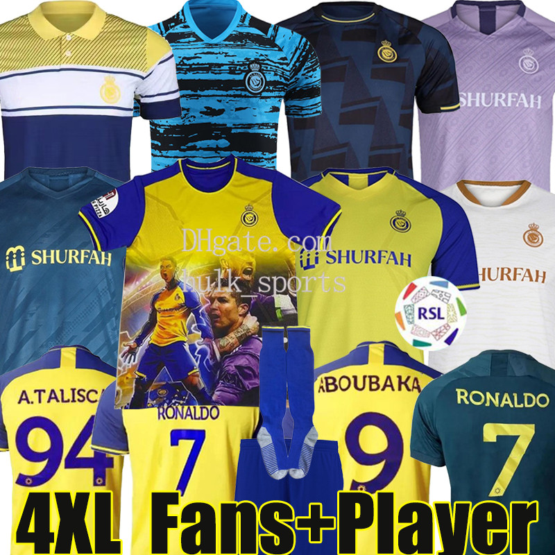 4XL 22/23 Al Nassr FC soccer Jerseys Ronaldo 2023 fans player version CR7 Gonzalo Martinez Talisca Ghislain Konan Vincent Aboubakar Men Kids Kits sock Football shirt, 22-23 third
4XL 22/23 Al Nassr FC soccer Jerseys Ronaldo 2023 fans player version CR7 Gonzalo Martinez Talisca Ghislain Konan Vincent Aboubakar Men Kids Kits sock Football shirt, 22-23 third