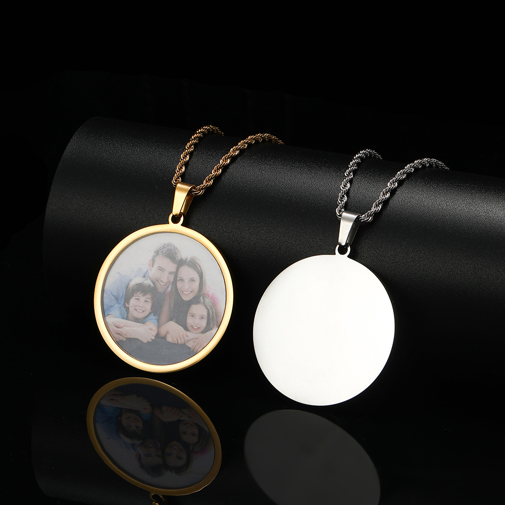 Custom Round Charm Memorial Photo Pendant Necklace Stainless Steel No Fade Jewelry Gifts
