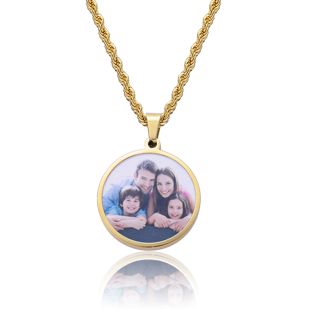 Custom Round Charm Memorial Photo Pendant Necklace Stainless Steel No Fade Jewelry Gifts