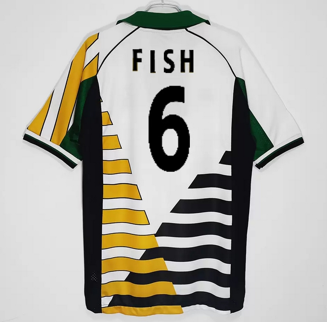 Image of top 1998 South Retro Soccer jerseys home away green yellow Vintage football Shirt 1994 Classic Bartlett FISH PARKER JORAM Moshoeu Africa nat