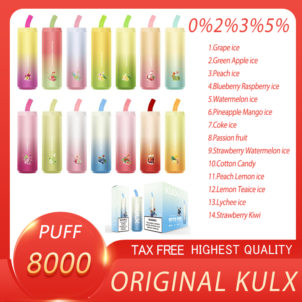 Original Kulx 8000 Puffs Disposable Vape Pen 0%2%3%5% Strength 18ml Big Pods Cartridge 850mAh Rechargeable Battery Vaporizer 14 Flavors VS Randm tornoda 7000
Original Kulx 8000 Puffs Disposable Vape Pen 0%2%3%5% Strength 18ml Big Pods Cartridge 850mAh Rechargeable Battery Vaporizer 14 Flavors VS Randm tornoda 7000