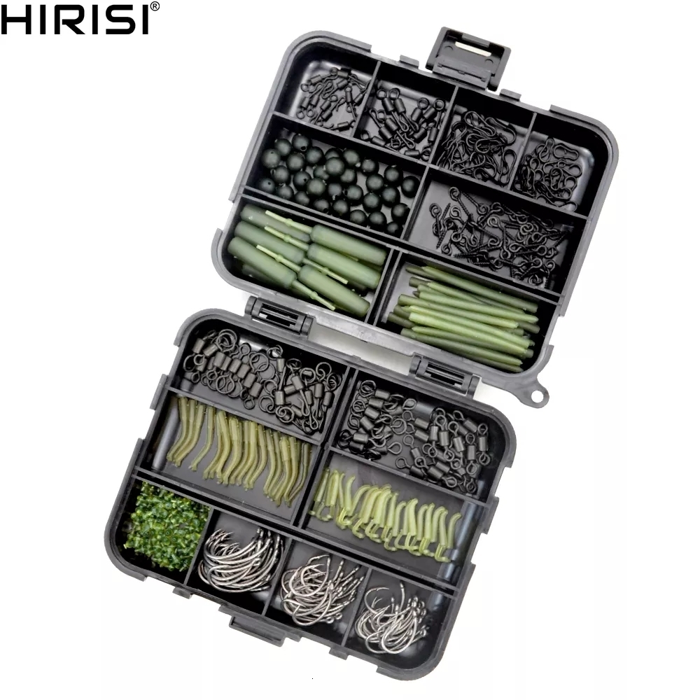 Fishing Accessories 420x Carp Tackle Kit in Box Swivels Snaps Rubber Anti Tangle Sleeves Hook Stop Beads XP800 230307