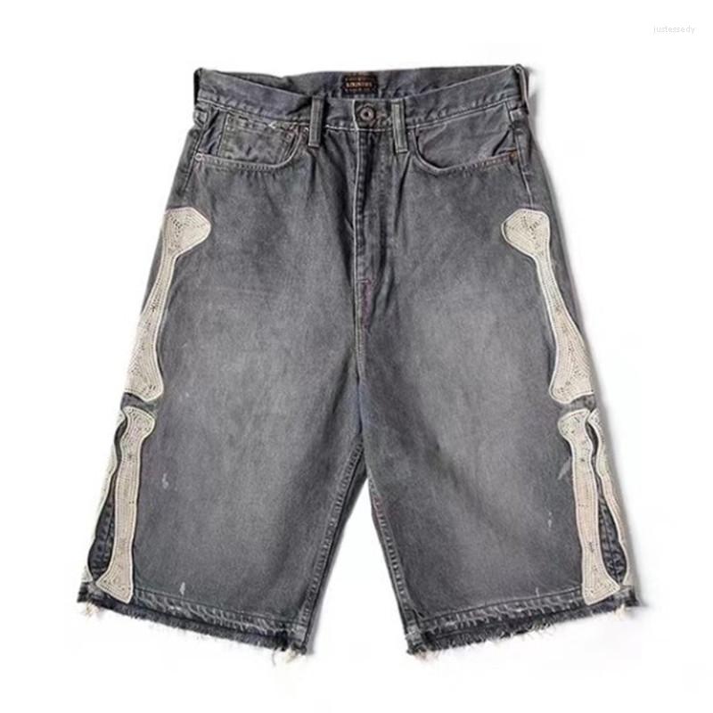 Men' Shorts KAPITAL 22SS Bone Embroidery Pasting Cloth Splicing Dilapidated Washing Casual Five Part Denim, Gray
Men' Shorts KAPITAL 22SS Bone Embroidery Pasting Cloth Splicing Dilapidated Washing Casual Five Part Denim, Gray