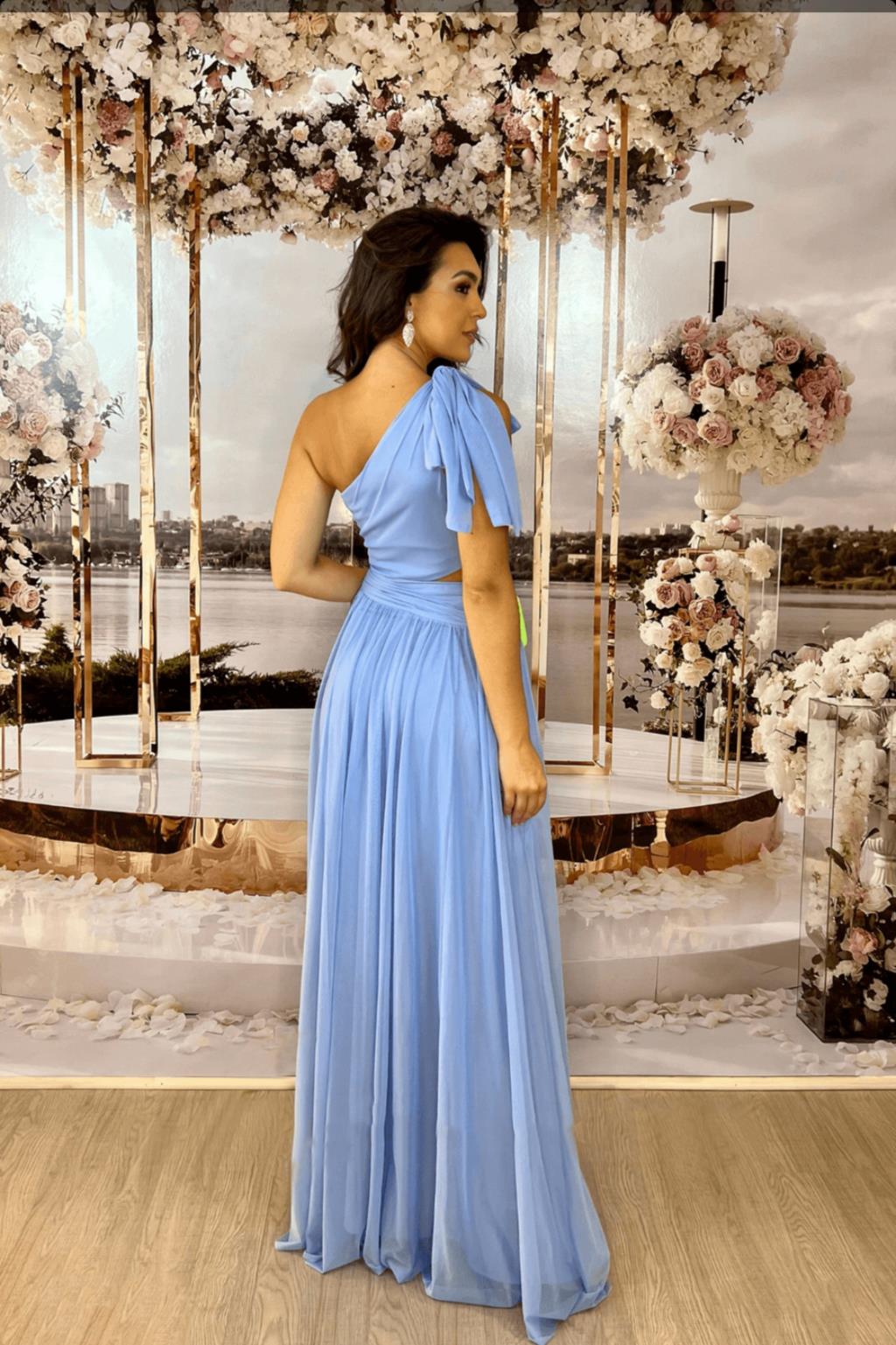 One Elegant Bow Shoulder A E Prom Dresses Thigh Slit Side Long Chiffon Formal Ocn Gowns Evening Dress 6660305