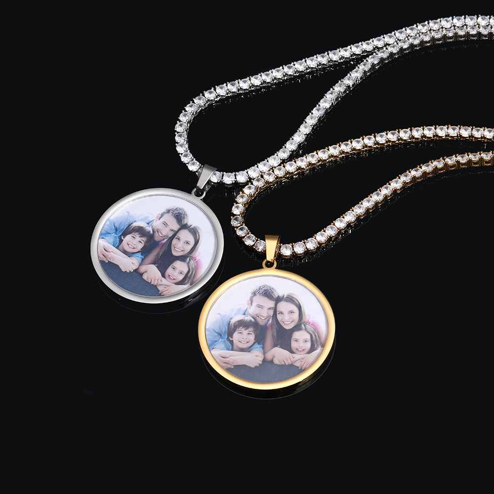 Custom Round Charm Memorial Photo Pendant Necklace Stainless Steel No Fade Jewelry Gifts