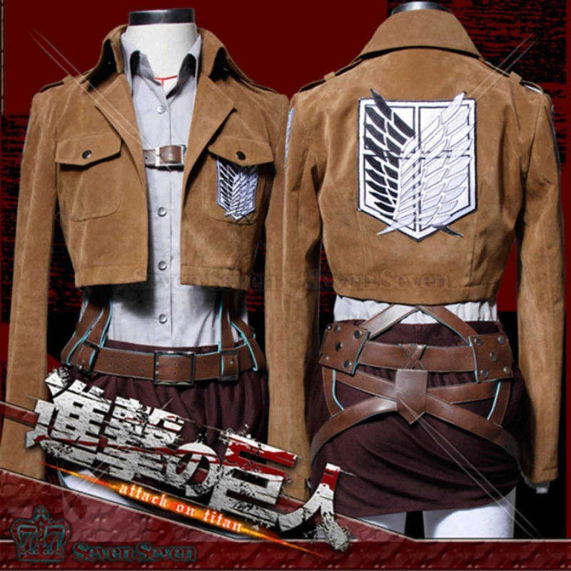 Anime Costumes Attack on Titan Cosplay Come Shingeki no Kyojin Mikasa Ackerman Shawl Belt Leather Shorts Full Sets Z0301