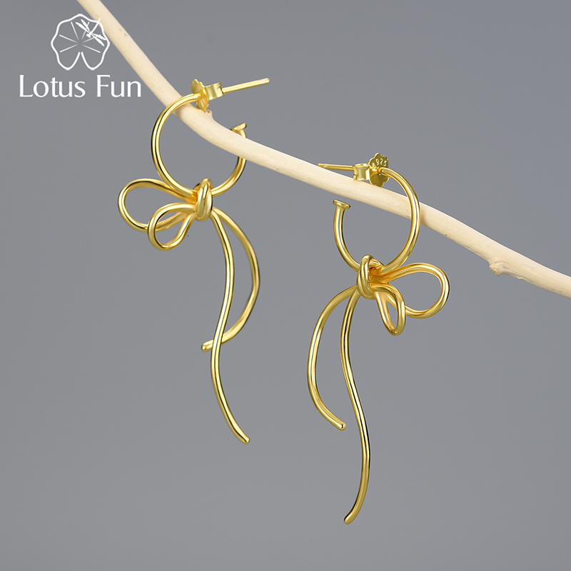 Ear Cuff Lotus Fun 18K Gold Exquisite Lovely Knot Long Tassel Dangle Earrings For Women 925 Sterling Silver Fashion Jewelry Arrival 230306