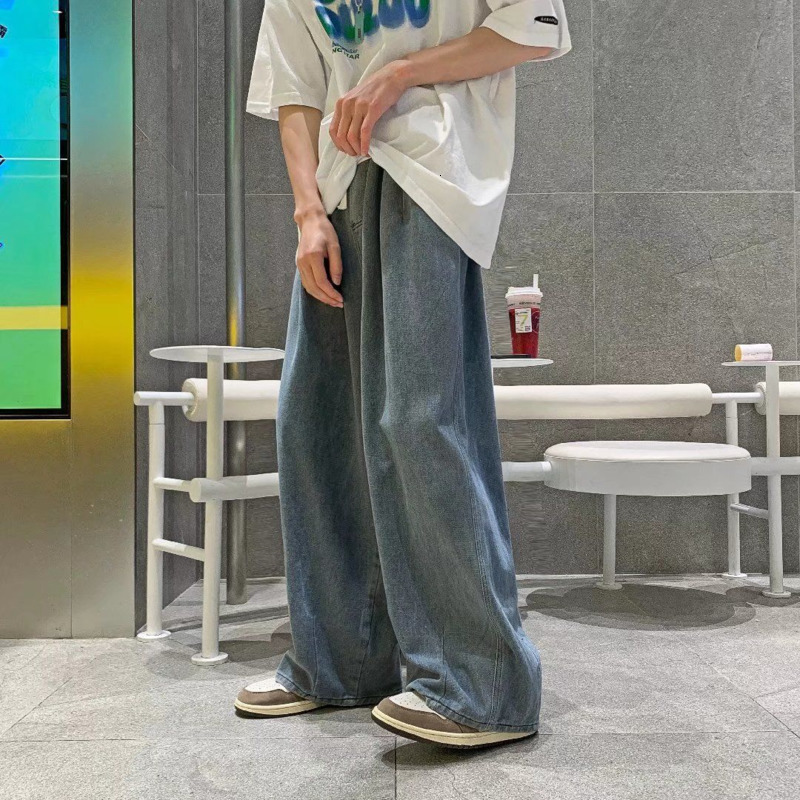 Men's Jeans Oversized Jeans Men Fashion Blue Casual Wide Leg Jeans Men Streetwear Loose Hip Hop Straight Denim Pants Mens Trousers M-3XL 230308