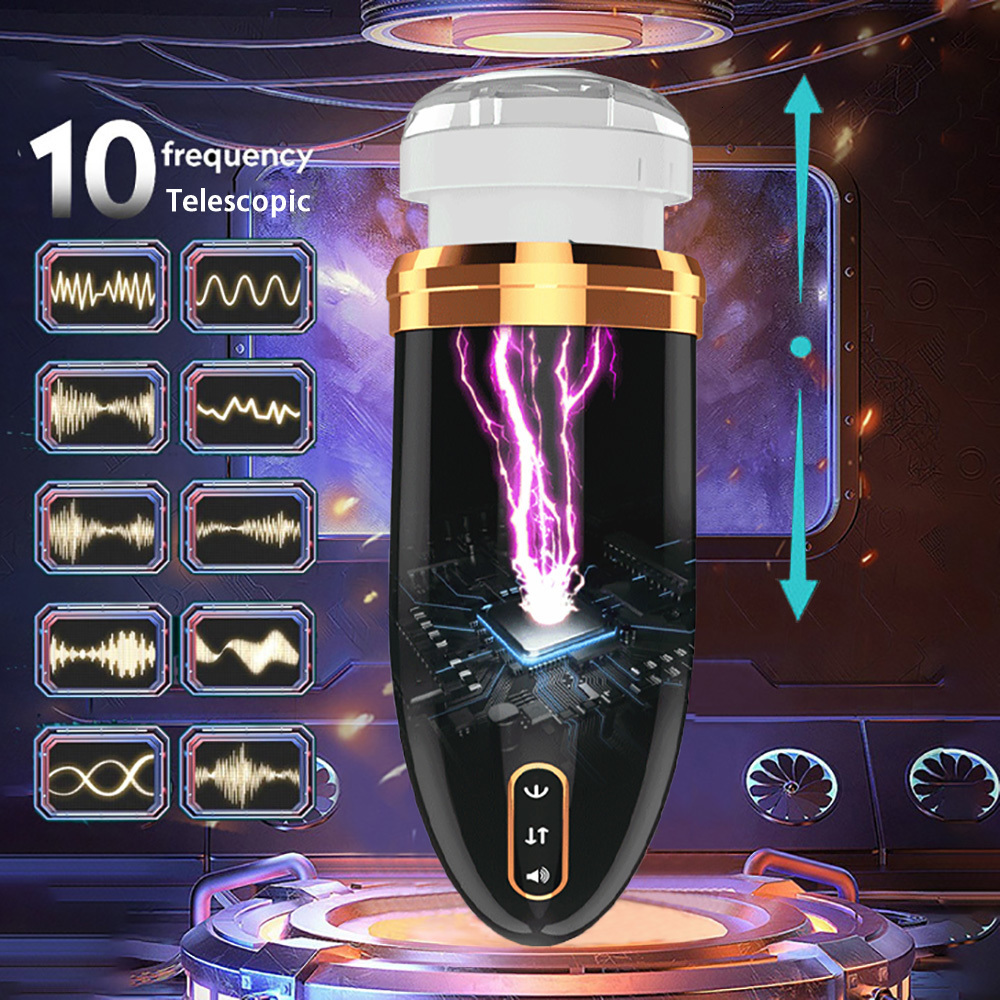 Masturbators Automatic Man Masturbator Telescopic Vibration Blowjob Sucking Machine Vagina Masturbation Cup Sex Toys Adult Goods for Men 230307