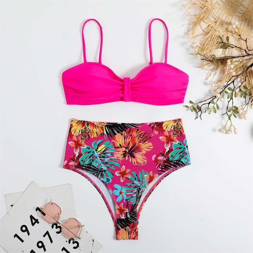 Nylon printed split sexy women' high-waist suspender pleated multi-color bikini swimsuit, Yellow
Nylon printed split sexy women' high-waist suspender pleated multi-color bikini swimsuit, Yellow