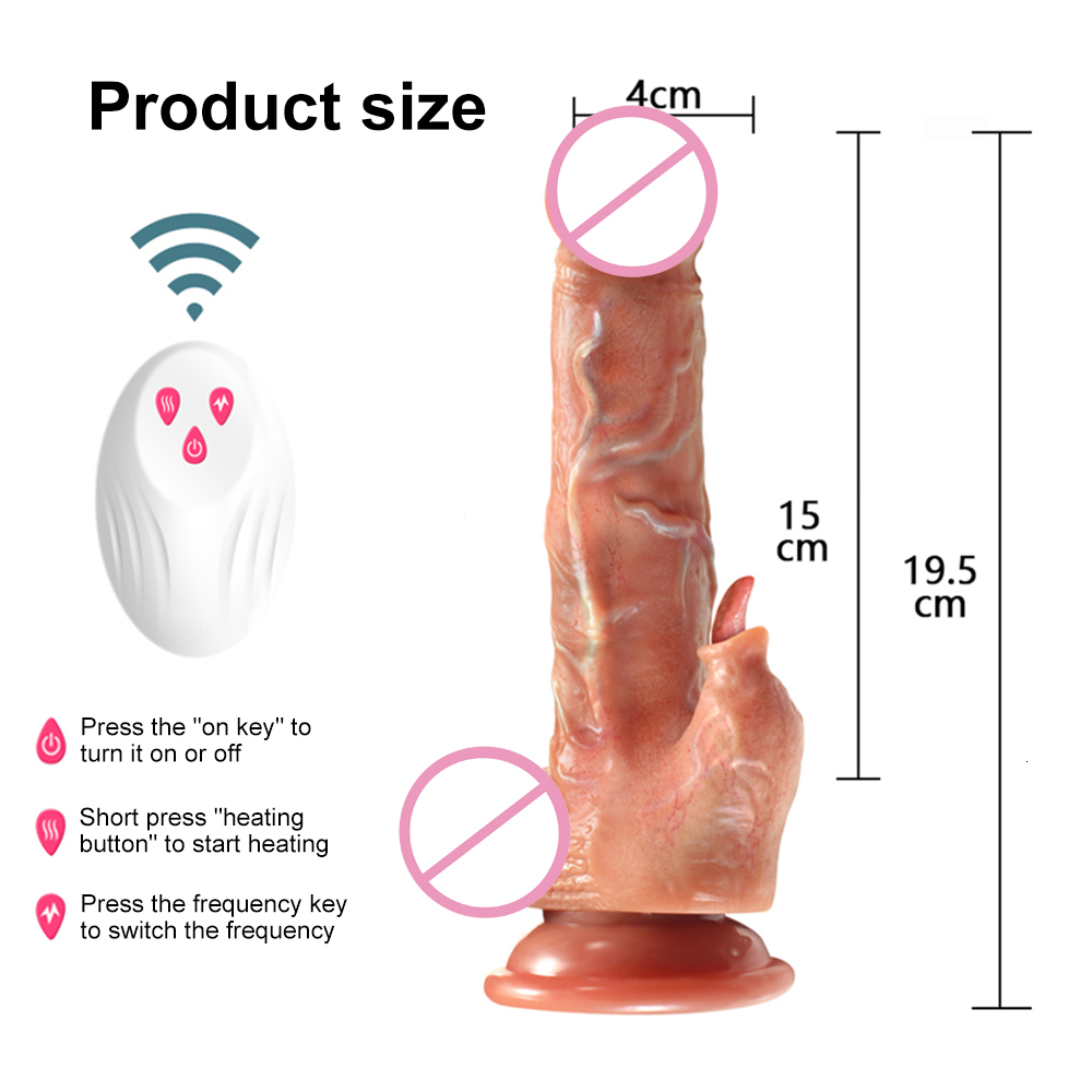 Vibrators Dildo Sex Toys For Women Machine Remote Control Penis Heating Vibrator 7 Speeds Telescopic Anal Thrusting 230307