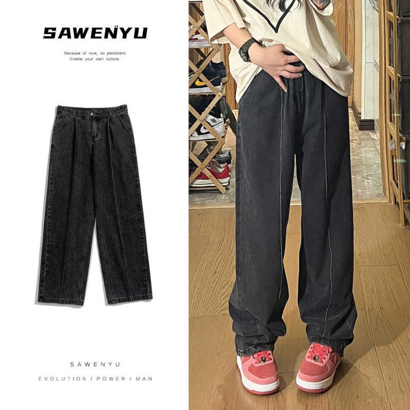 Men's Jeans BrownBlueBlack Baggy Jeans Men Fashion Casual Wide Leg Jeans Men Streetwear Loose Hip Hop Straight Denim Pants Mens Trousers Z0301