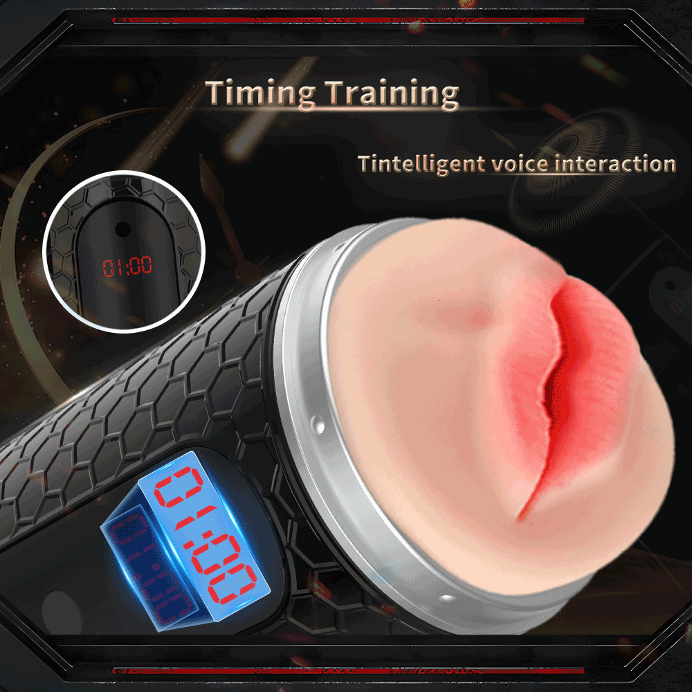 Masturbators Automatic Male Masturbator Cup Timing Vibrator Dual Channel vagina blowjob pocket masturbation cup sex toy for men Adult Goods 230307