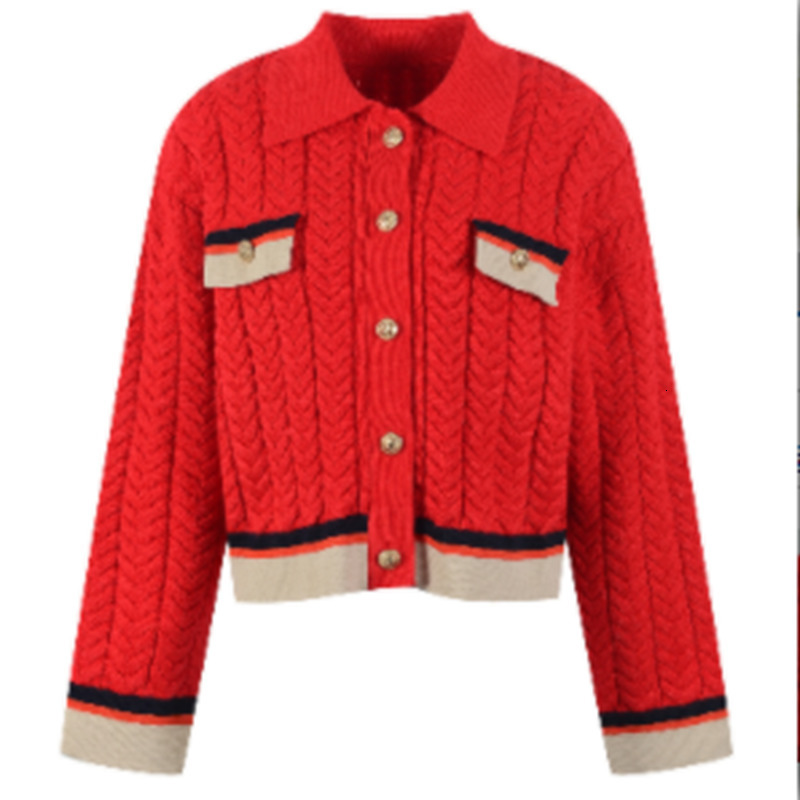 Men's Hoodies Sweatshirts Sweater jacket for Women Knitted Cardigan short Top single Breasted gold Button Lapel Contrast Color Loose sweet Women&