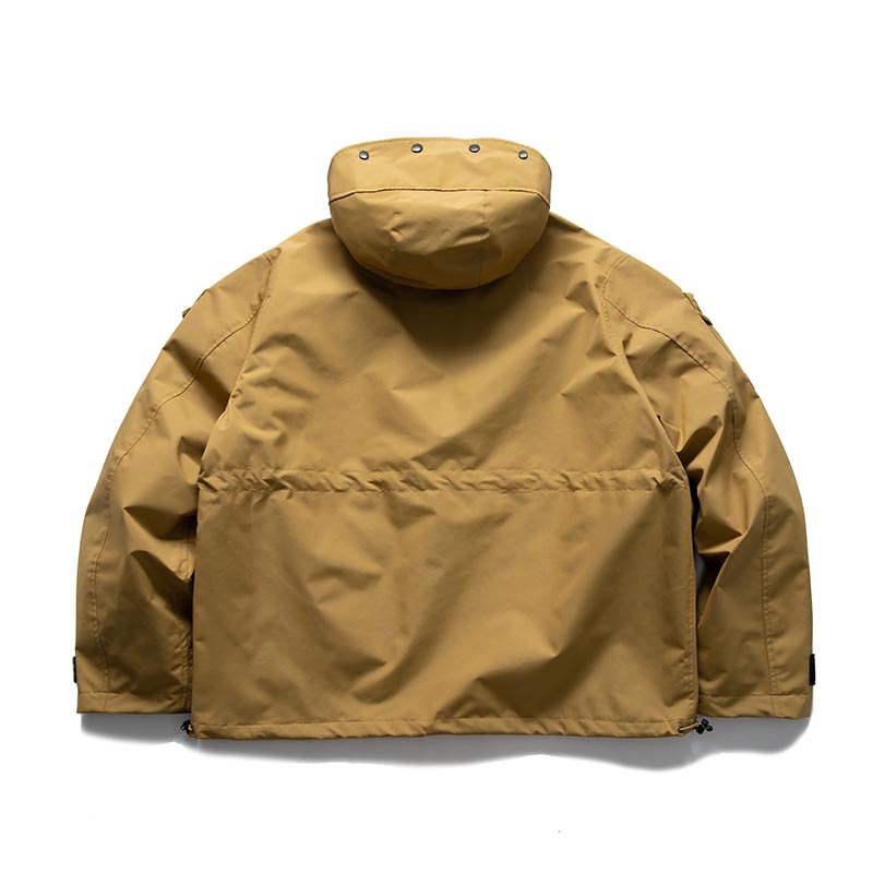 Mountain Series Outdoor Multi-Pocket Hooded Cargo Jackets Japanese Streetwear Waterproof Coat Harajuku Casual Tops Men Clothing