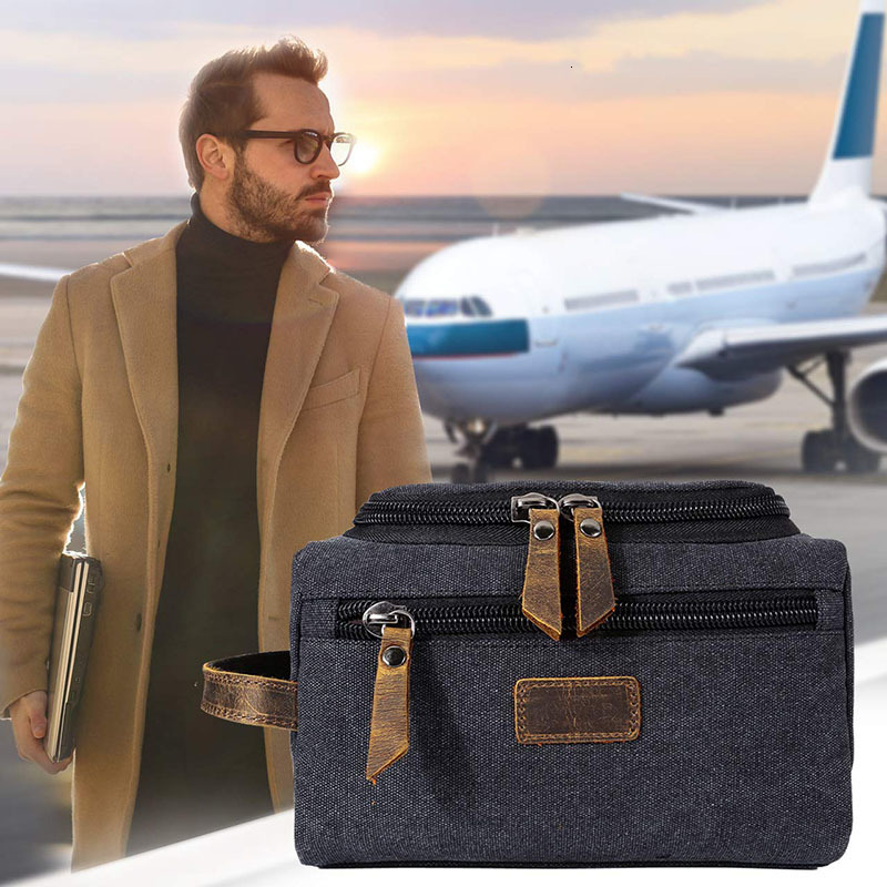 Cosmetic Bags Cases Canvas Toiletry Bag for Men Wash Shaving Dopp Kit Women Travel Make UP Cosmetic Pouch Bags Case Organizer 230308