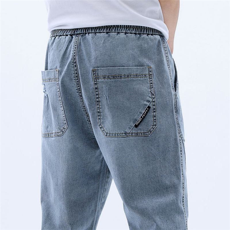 Men's Jeans Arrival Fashion Jeans Men Casual Harem Pants Spring Autumn Elastic Waist Comfort Loose Trousers Male Washed Denim Pants 230308