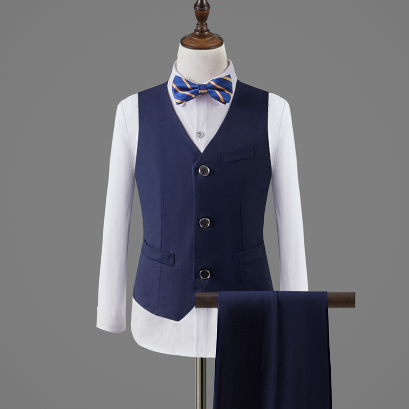 Clothing Sets Children Formal Jacket Vest Pants Bowtie 4PCS Performance P ograph Suit Boys Wedding Dress Gentleman Kids Ceremony Costume 230307