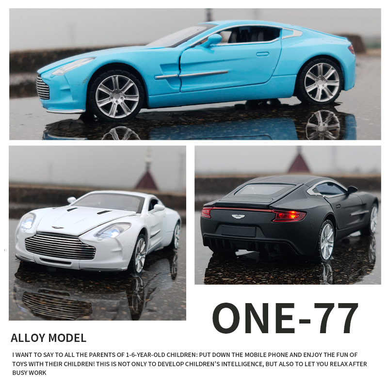 Diecast Model 1 32 Aston Martin One-77 Alloy Sports Car Model Diecast Metal Toy Vehicles Car Model Simulation Sound Light Collection Kids Gift 230308