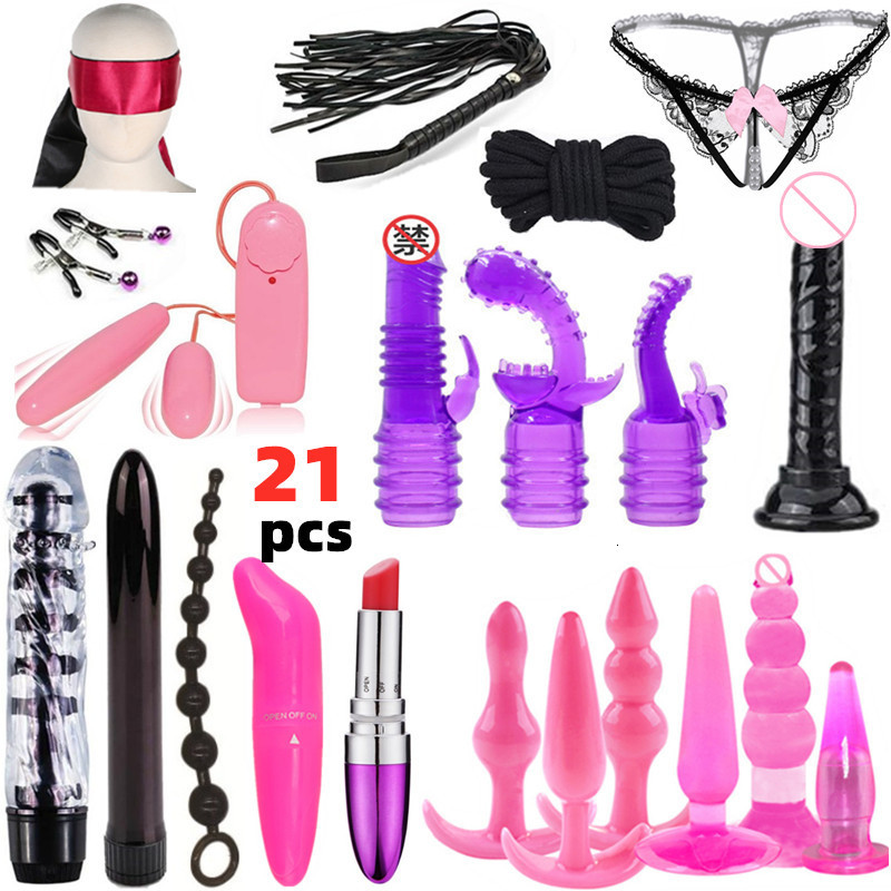 Bondage Sex Toys For Couples Erotic Vibrator Anal Bead Butt Plug Whip Rope G Spot Stimulator Dildo BDSM Set Fetish Adult Game 230307