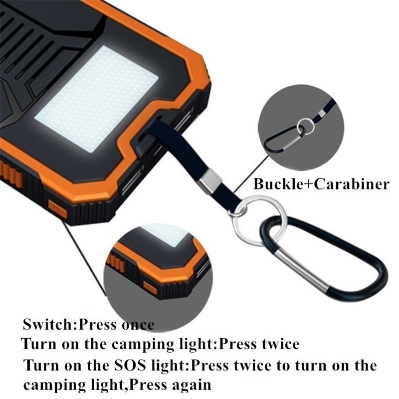 20000mAh Solar Power Bank Two-way Fast Charging High capacity External Battery with Indicator Light for Outdoor Xiaomi Iphone