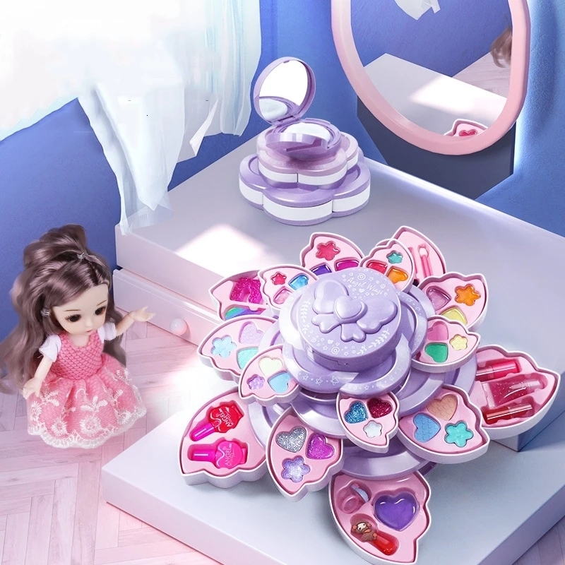 Beauty Fashion Kids Toys Simulation Cosmetics Set Girl Makeup Tool Pretend Girls Play House Make Up Fun game Princess 230307