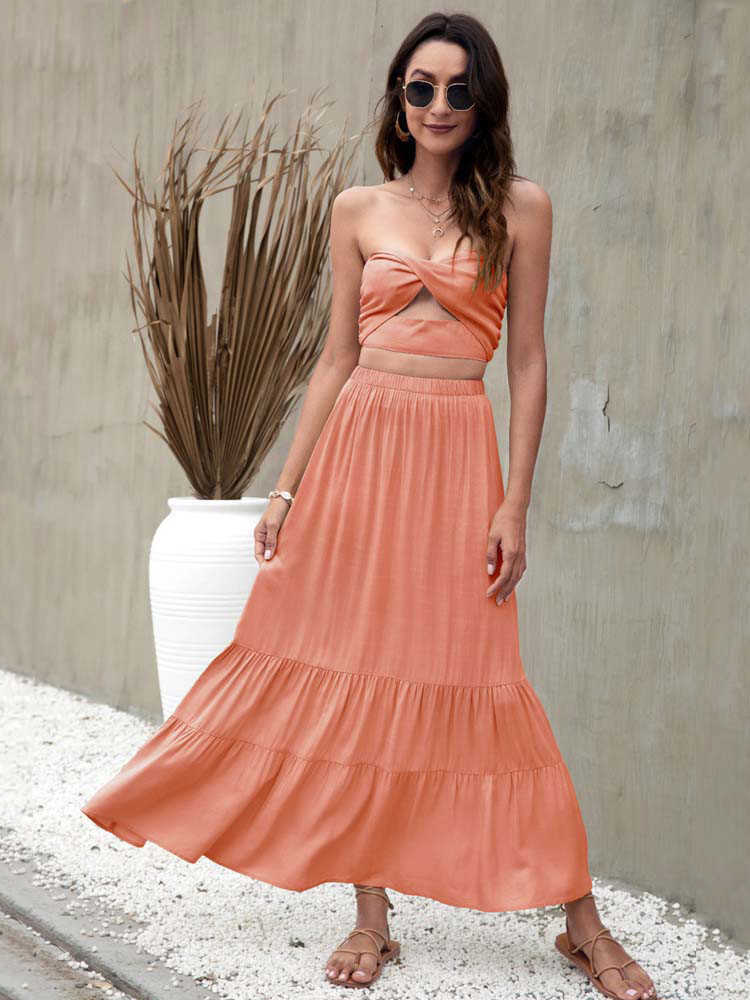 Skirts Summer Beach White Pleated Skirt Women Party Long Maxi Skirt Female Ruffle High Waist Loose A-line Skirts For Women 2022 W0308