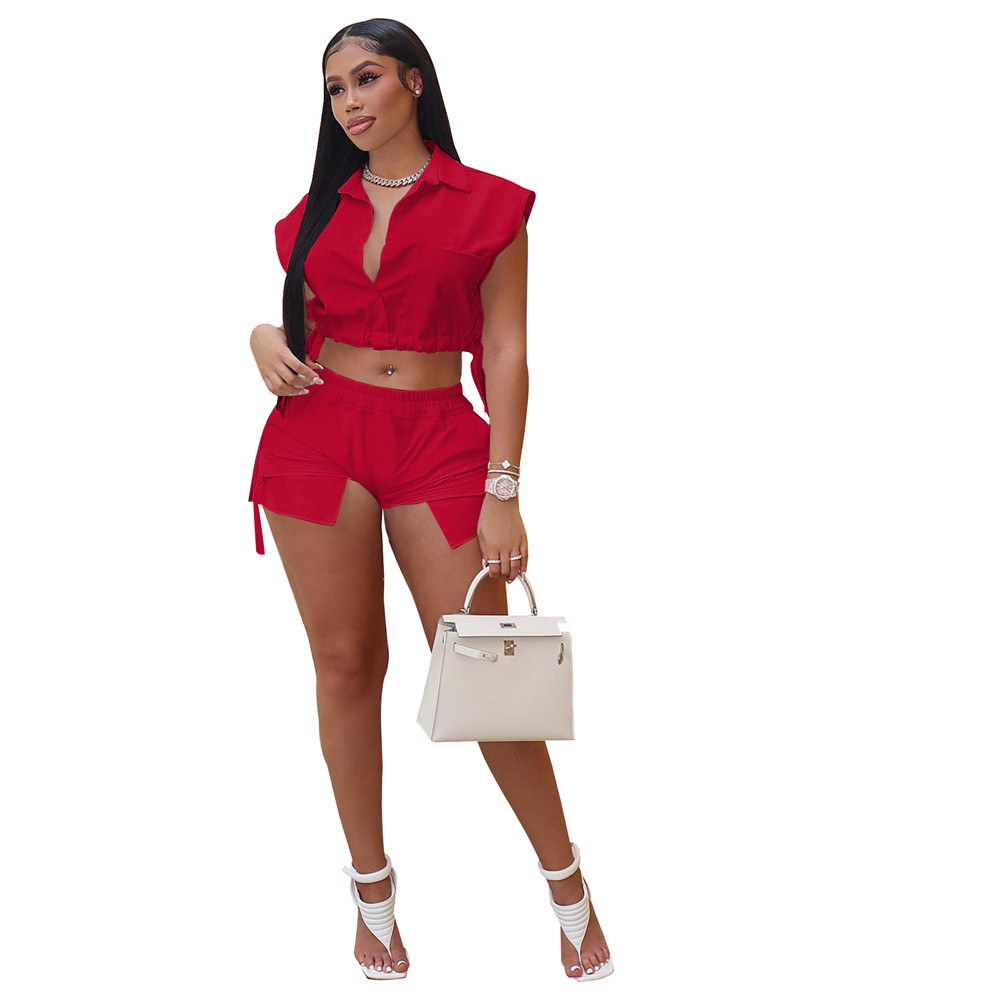 NEW Designer Summer Tracksuits Two Piece Set Women Outfits Solid Sportswear Sleeveless Short Sleeve Shirt Top and Shorts Casual Sweatsuits Bulk Wholes