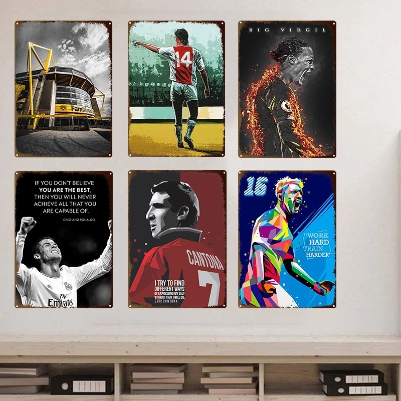 retro DongLian Soccer Player tin Plaque Footballer Vintage Metal Tin Sign Bar Club Room Home Decoration Football Club Wall Poster art iron Painting Size 30X20CM w02
retro DongLian Soccer Player tin Plaque Footballer Vintage Metal Tin Sign Bar Club Room Home Decoration Football Club Wall Poster art iron Painting Size 30X20CM w02