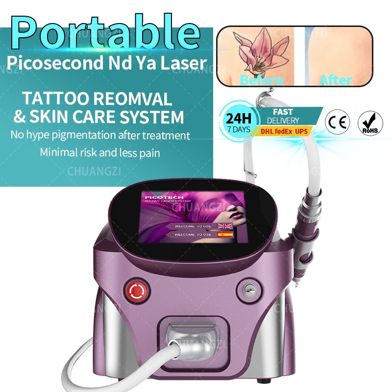 

Portable Picosecond Tattoo Removal Beauty Items 2000W Q switch ND Yag Laser 1064nm 532nm Picosecond