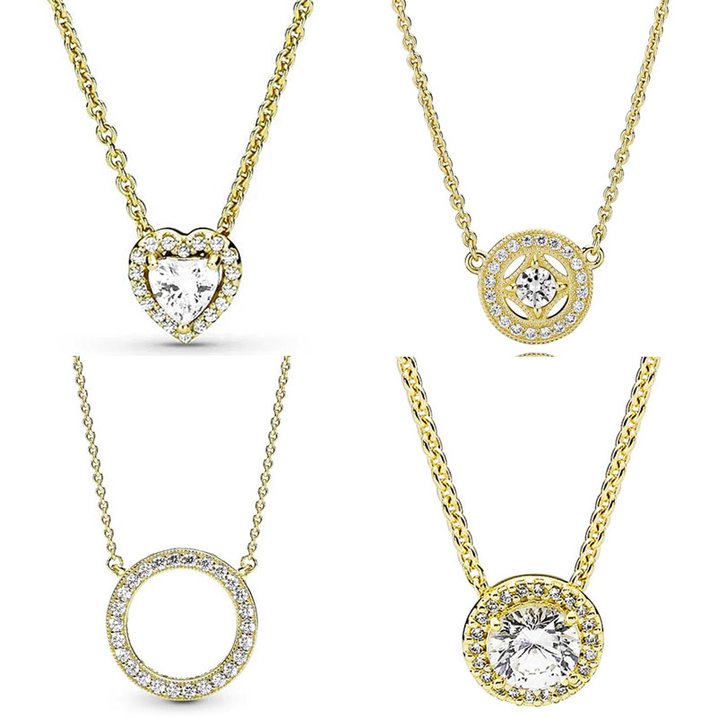 925 Silver Fit Pandora Necklace Pendant heart women fashion jewelry Timeless Elegance Allure Elevated Accented Circular Hearts Of Collier 
925 Silver Fit Pandora Necklace Pendant heart women fashion jewelry Timeless Elegance Allure Elevated Accented Circular Hearts Of Collier