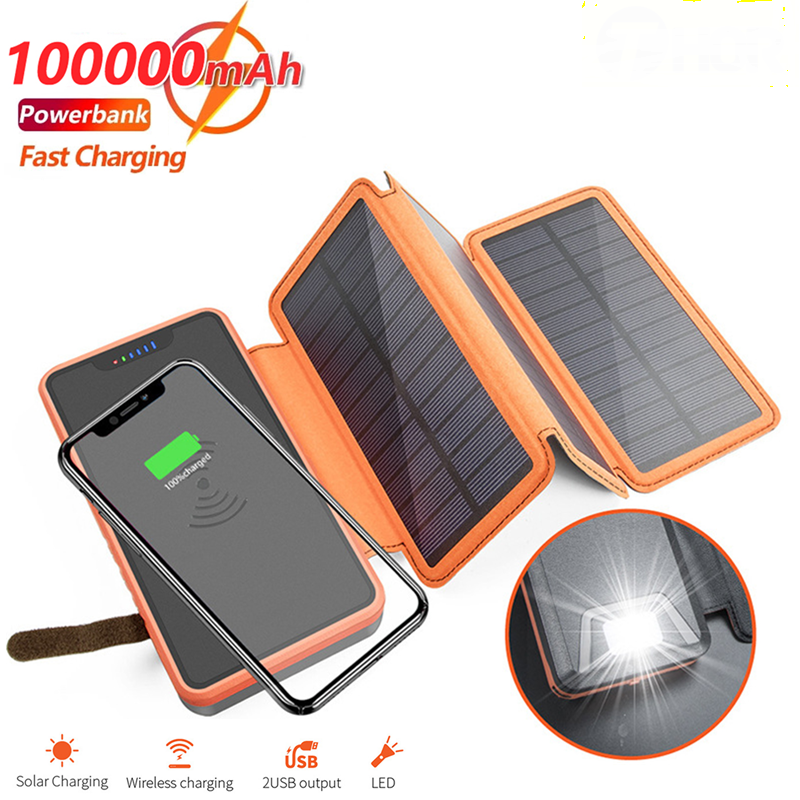 Folding Solar Power Bank Wireless 100000mAh Waterproof Outdoor External Battery Pack Emergency Solar Panel Charger For Phone
Folding Solar Power Bank Wireless 100000mAh Waterproof Outdoor External Battery Pack Emergency Solar Panel Charger For Phone