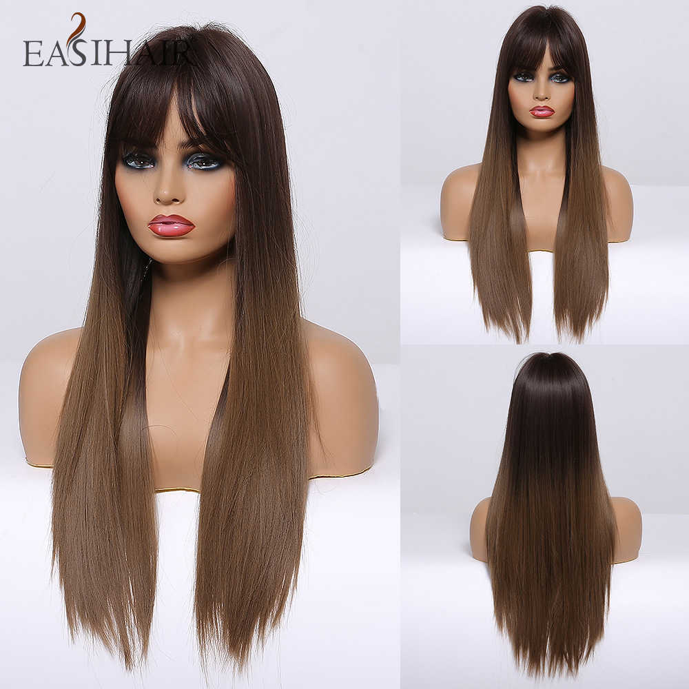 Synthetic Wigs Easihair Women Long Straight Black to Brown Ombre Wigs with Bangs Synthetic Natural Hair Daily Cosplay Heat Resiatant 230227, Lc261-1
Synthetic Wigs Easihair Women Long Straight Black to Brown Ombre Wigs with Bangs Synthetic Natural Hair Daily Cosplay Heat Resiatant 230227, Lc261-1