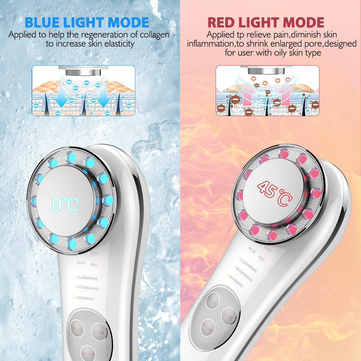 Face Massager 7 in 1 Skin Care Tools Lifting Device Red Blue Light Tighten High Frequency Galvanic Machine 230307
